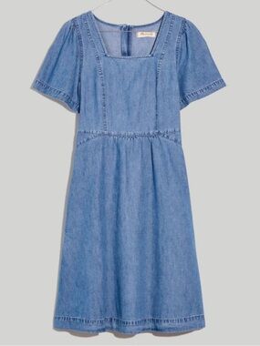 Madewell Denim Flutter-Sleeve Midi Dress in Amberley Wash Size 0 NWOT NH040